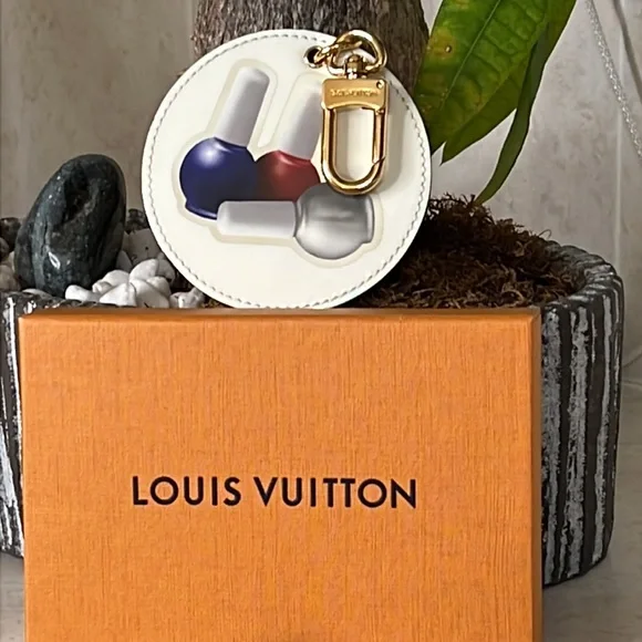 Louis Vuitton vernis nail polish keychain and bag charm in box
